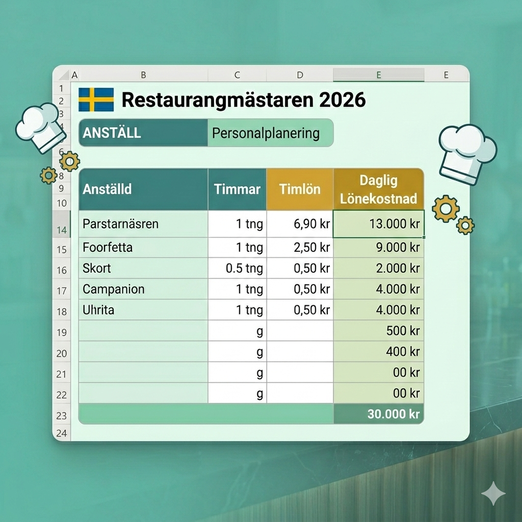Restaurangmästaren 2026 – Professionell Admin & Marginalkalkylator (Excel)