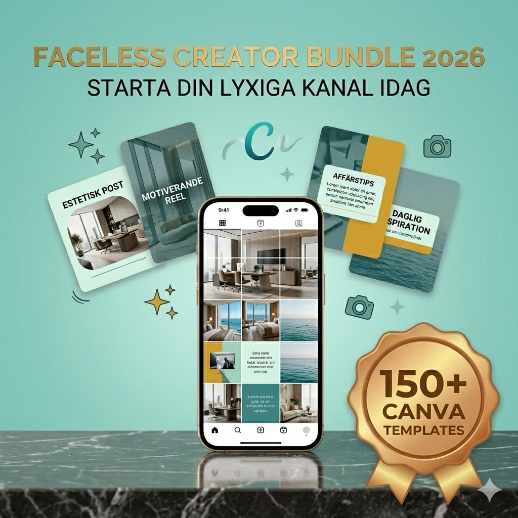 Faceless Creator Bundle 2026 – Lyxig Estetik för Instagram & TikTok (150+ Canva Templates)