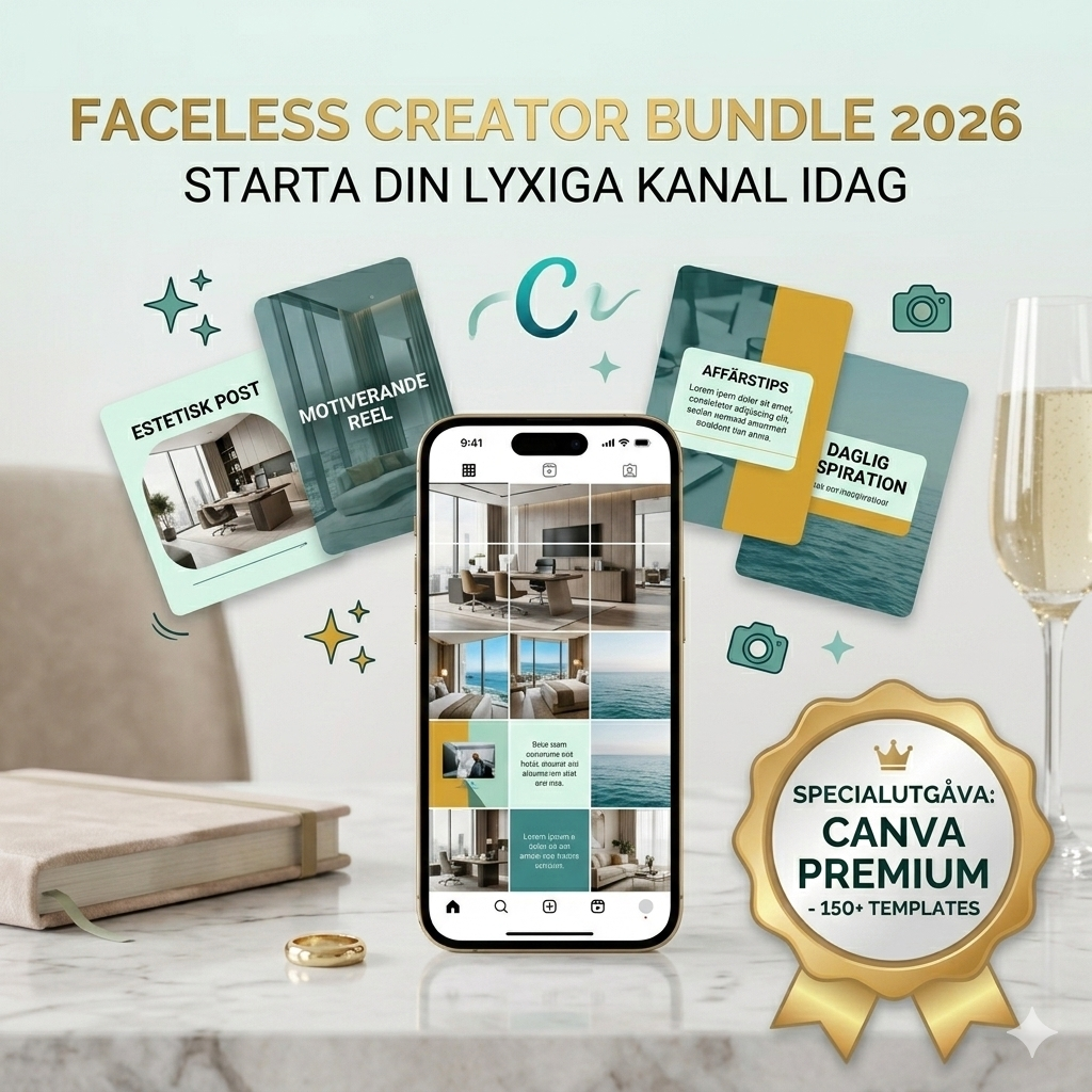 Faceless Creator Bundle 2026 – Lyxig Estetik för Instagram & TikTok (150+ Canva Templates)